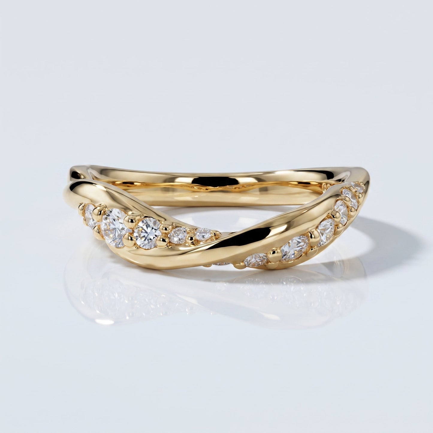 0.2 TCW Round Diamond Half Eternity DEF/VVS Lab Grown Wedding Band