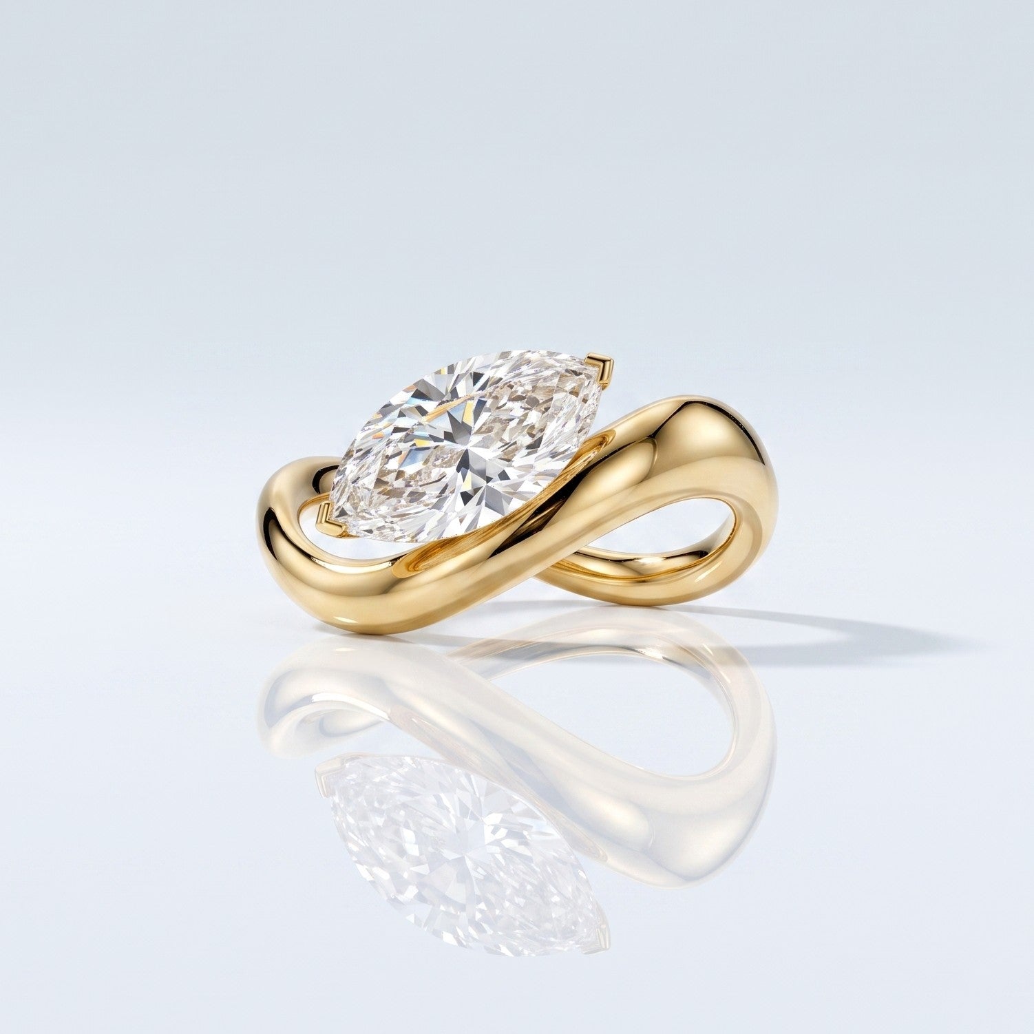 Marquise Swirl Solitaire Engagement Ring – 1 CT Lab Grown Diamond