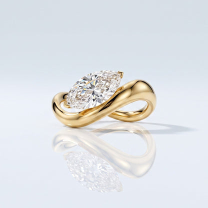 Marquise Swirl Solitaire Engagement Ring – 1 CT Lab Grown Diamond
