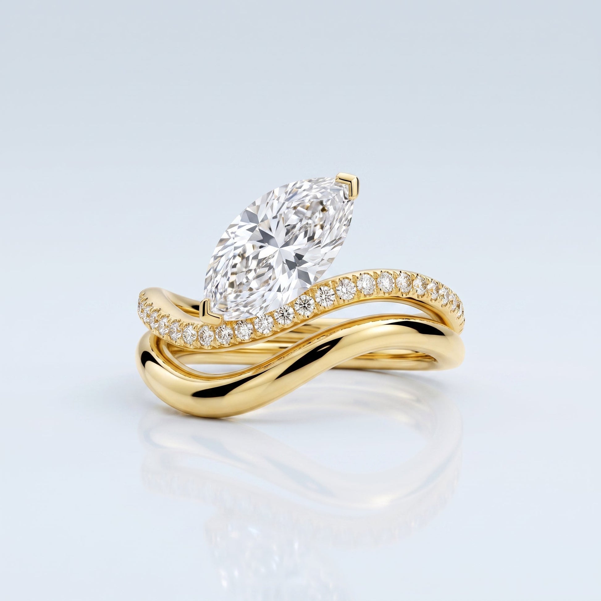 Marquise Swirl Solitaire Engagement Ring – 1 CT Lab Grown Diamond