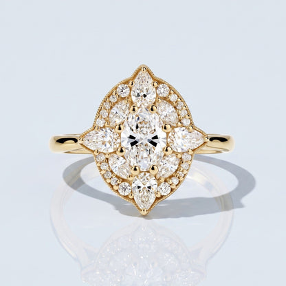 Marquise Swirl Solitaire Engagement Ring – 1 CT Lab Grown Diamond