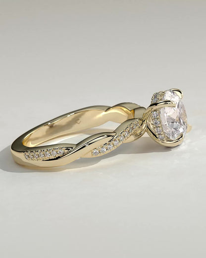Round Halo, Pave & Split Shank Engagement Ring – 1.93 CT Lab Grown Diamond