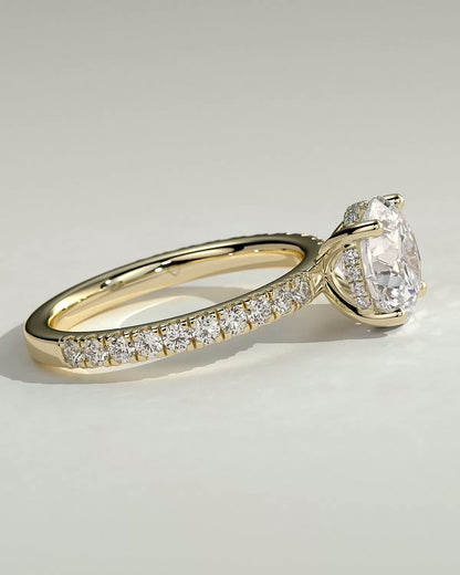 Round Halo, Pave & Split Shank Engagement Ring – 1.93 CT Lab Grown Diamond