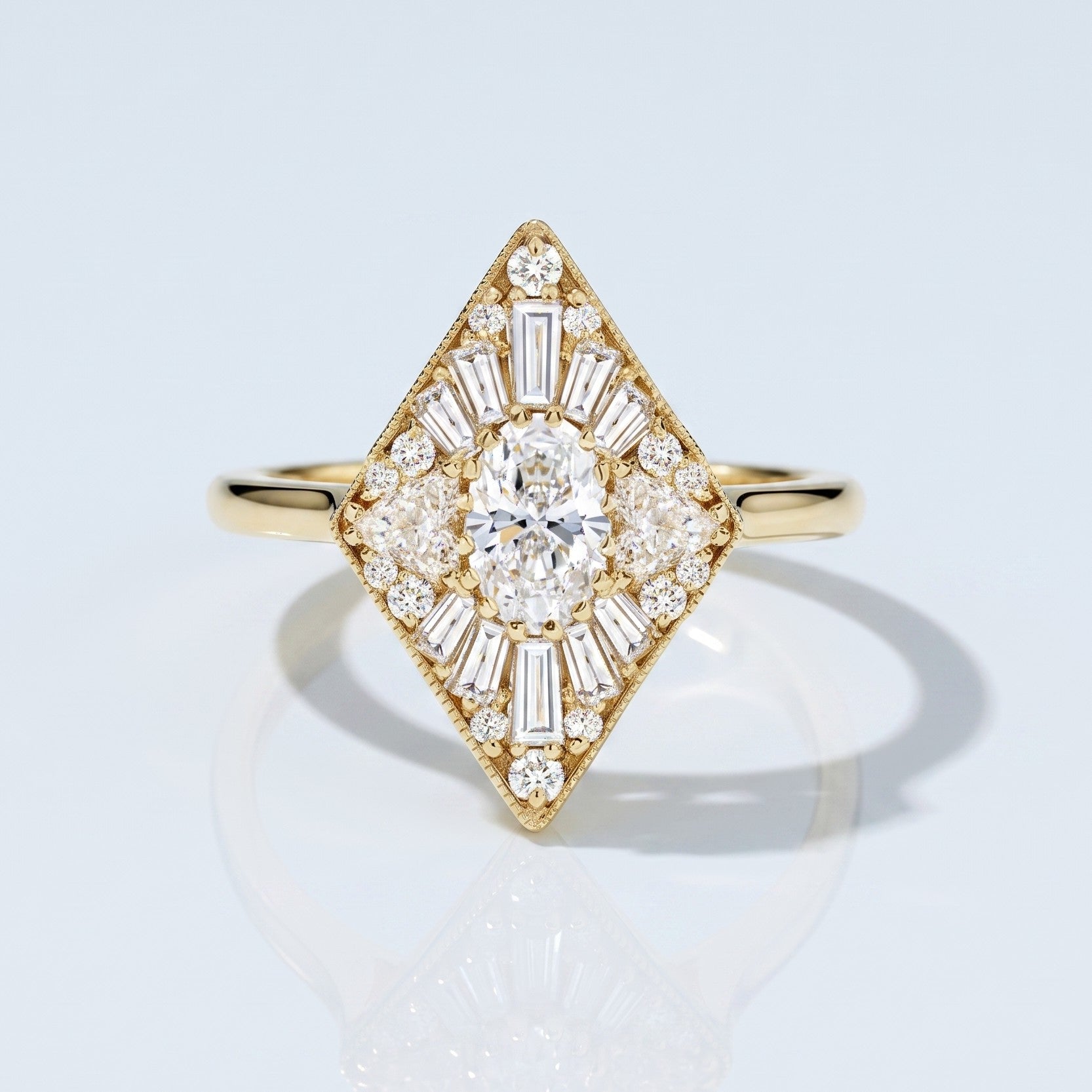 Marquise Swirl Solitaire Engagement Ring – 1 CT Lab Grown Diamond