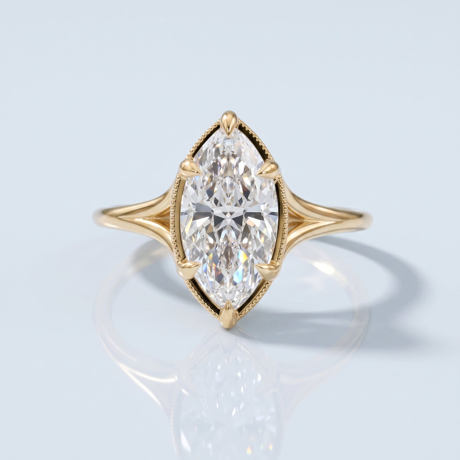 Marquise Swirl Solitaire Engagement Ring – 1 CT Lab Grown Diamond