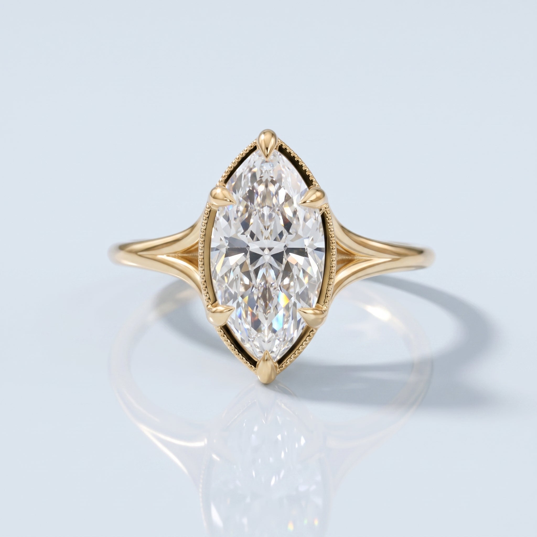 Marquise Swirl Solitaire Engagement Ring – 1 CT Lab Grown Diamond