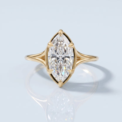 Marquise Swirl Solitaire Engagement Ring – 1 CT Lab Grown Diamond