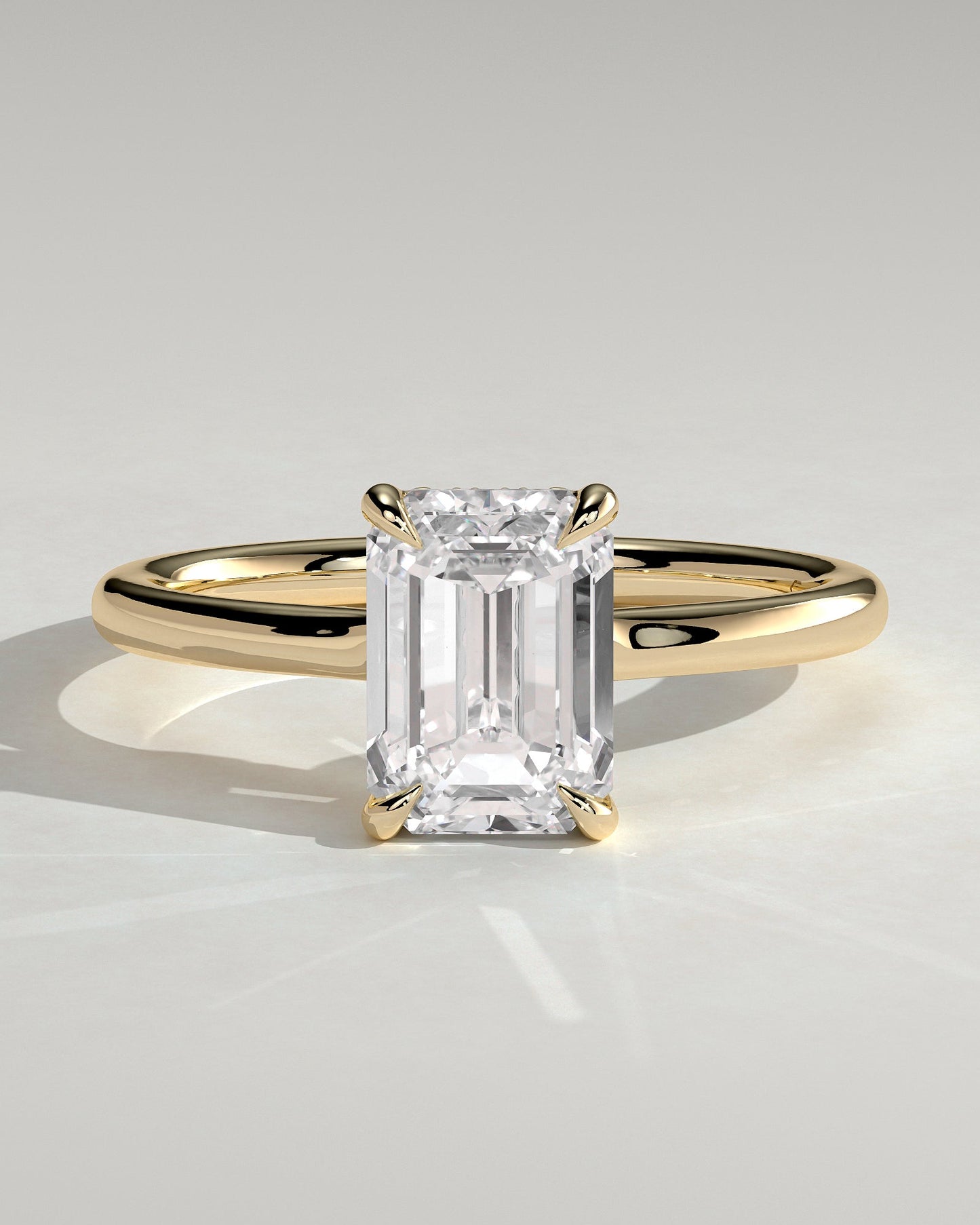 Emerald Hidden Halo Lab Grown Diamond Engagement Ring