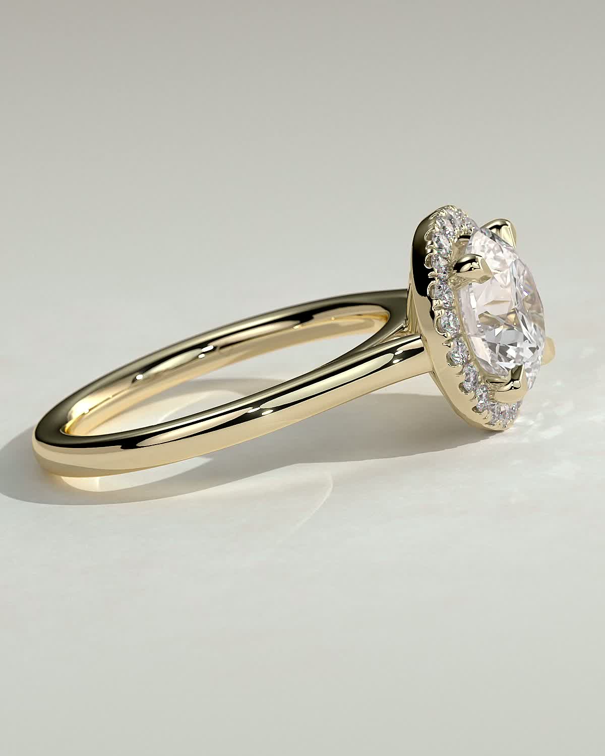 Round Halo, Pave & Split Shank Engagement Ring – 1.93 CT Lab Grown Diamond