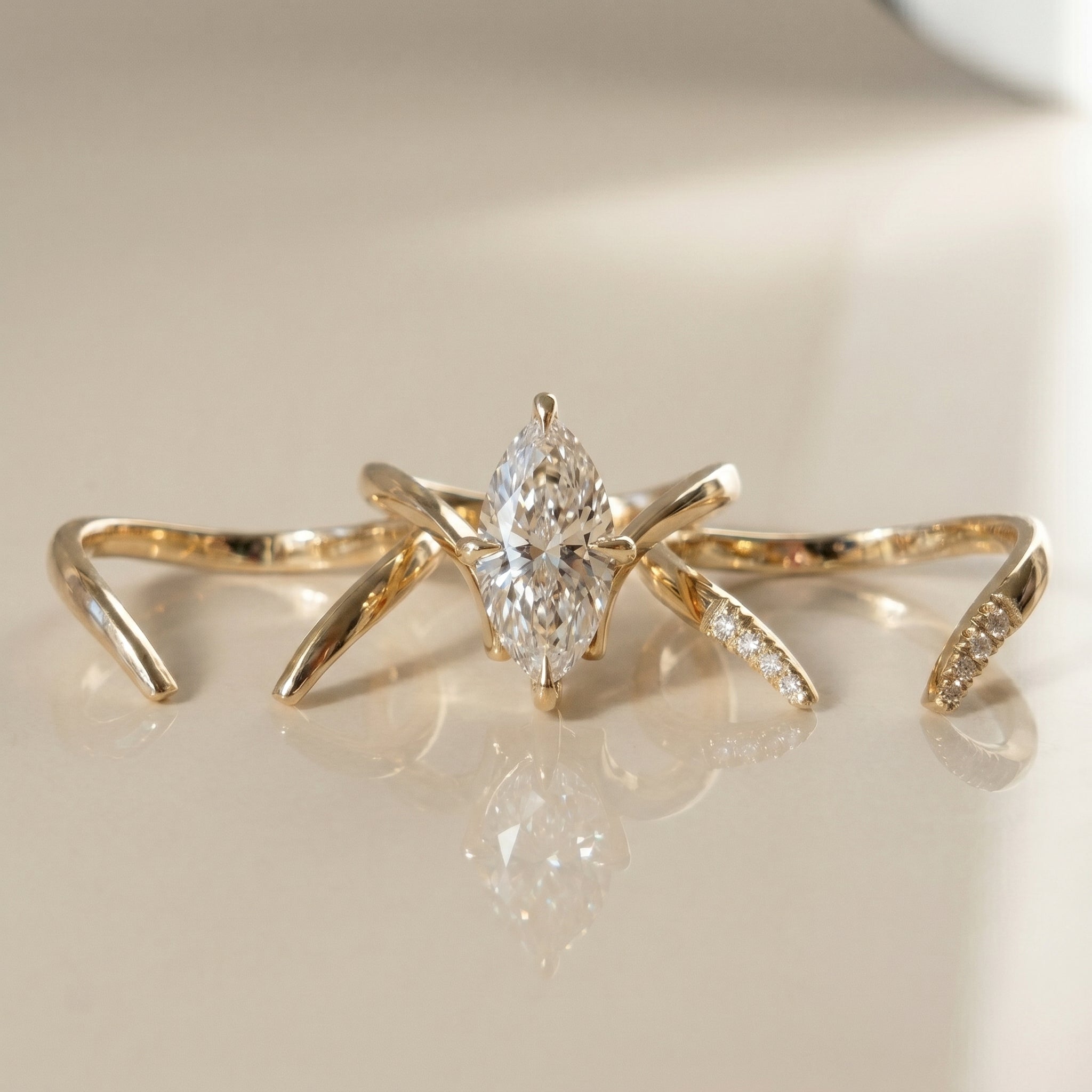 1.0 CT Round Solitaire Moissanite Diamond Bridal Ring Set