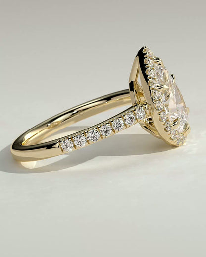 Round Halo, Pave & Split Shank Engagement Ring – 1.93 CT Lab Grown Diamond