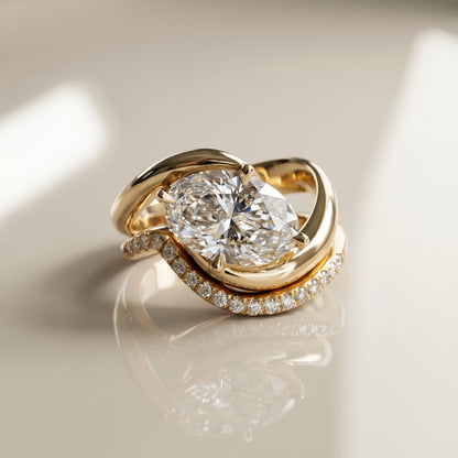 1.0 CT Round Solitaire Moissanite Diamond Bridal Ring Set