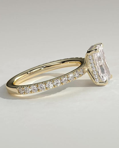 Round Halo, Pave & Split Shank Engagement Ring – 1.93 CT Lab Grown Diamond