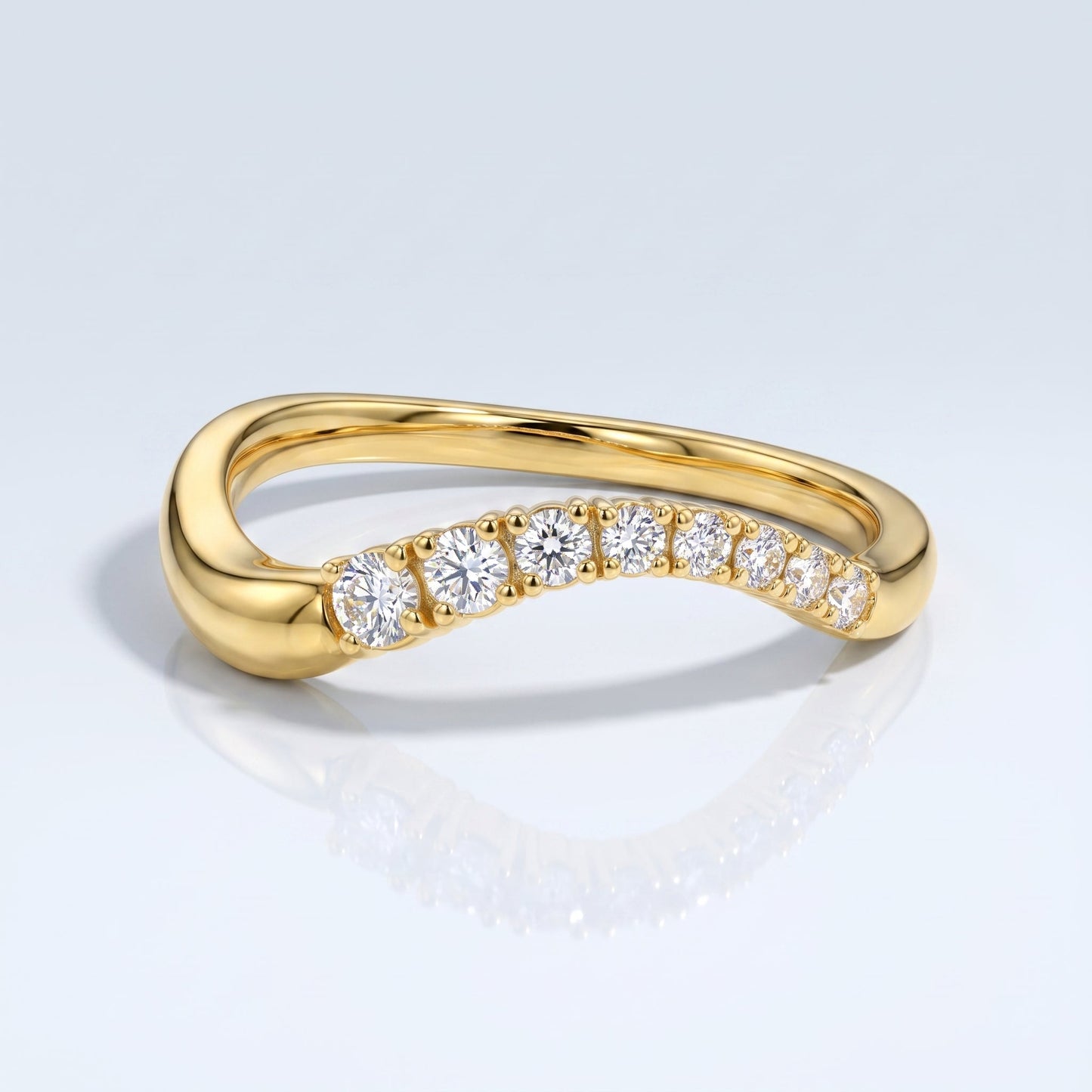 0.2 TCW Round Diamond Half Eternity DEF/VVS Lab Grown Wedding Band
