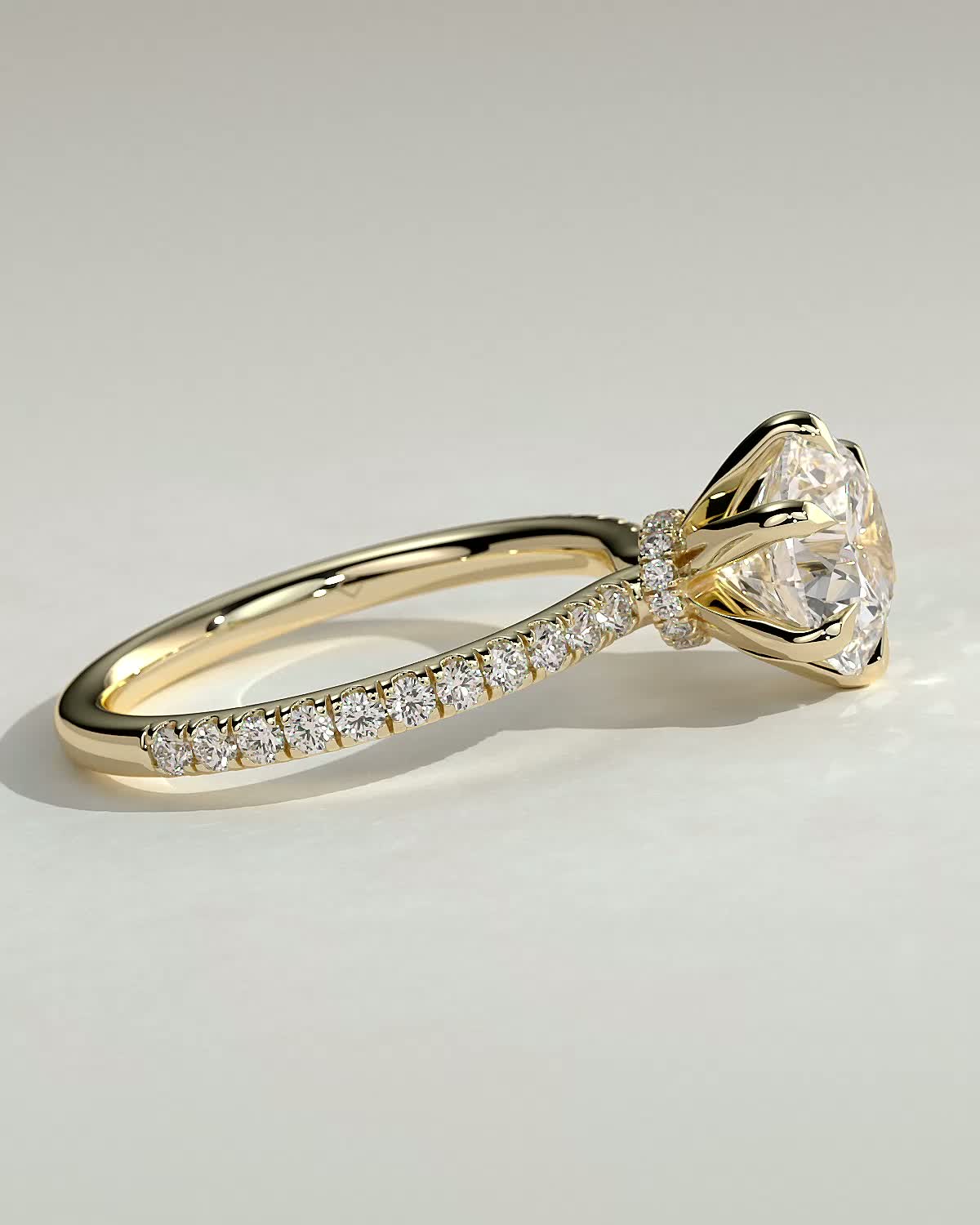Round Halo, Pave & Split Shank Engagement Ring – 1.93 CT Lab Grown Diamond