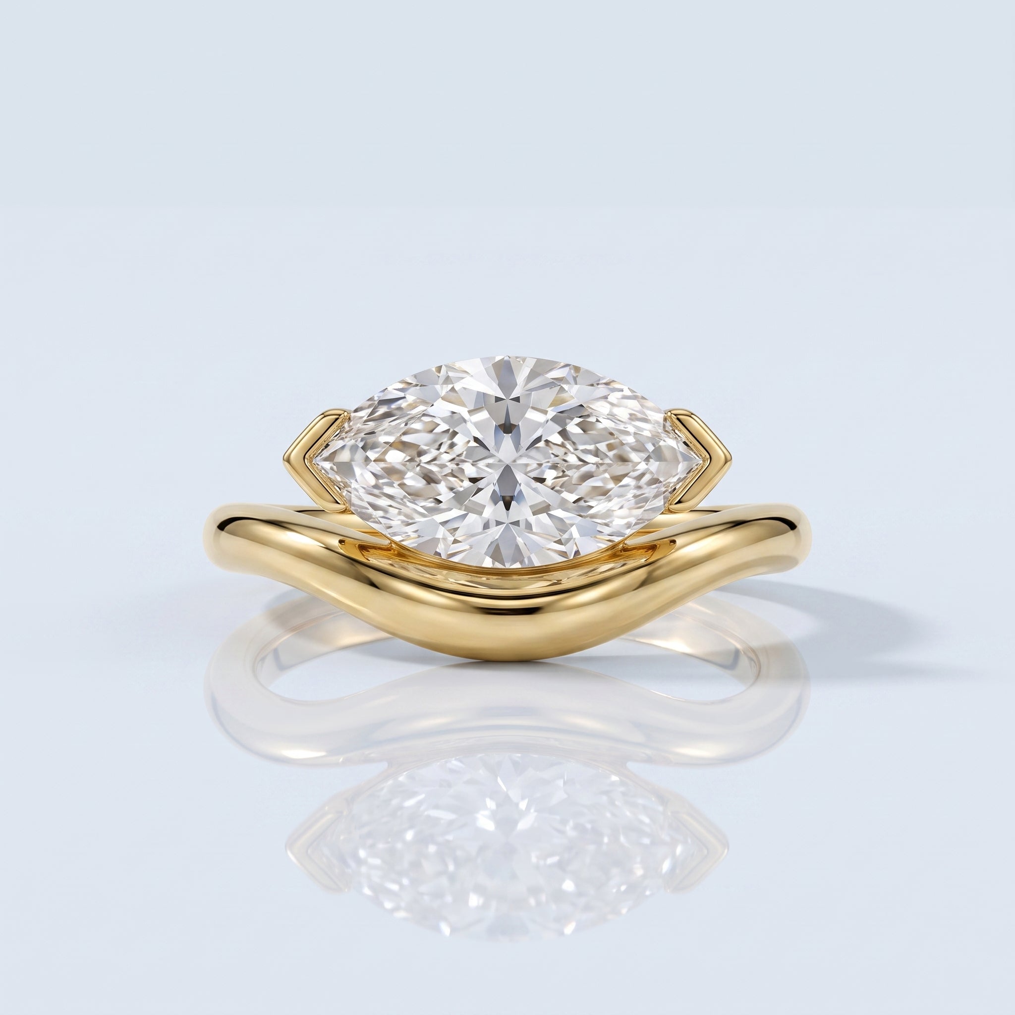 Marquise Swirl Solitaire Engagement Ring – 1 CT Lab Grown Diamond