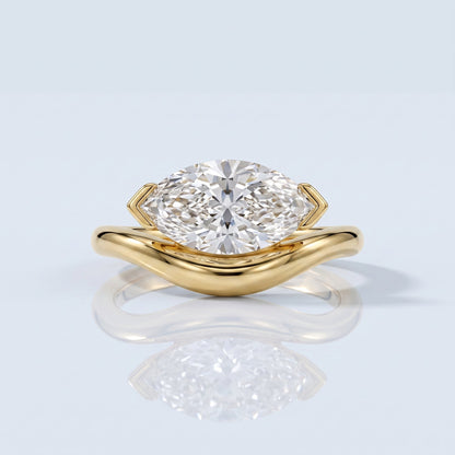 Marquise Swirl Solitaire Engagement Ring – 1 CT Lab Grown Diamond