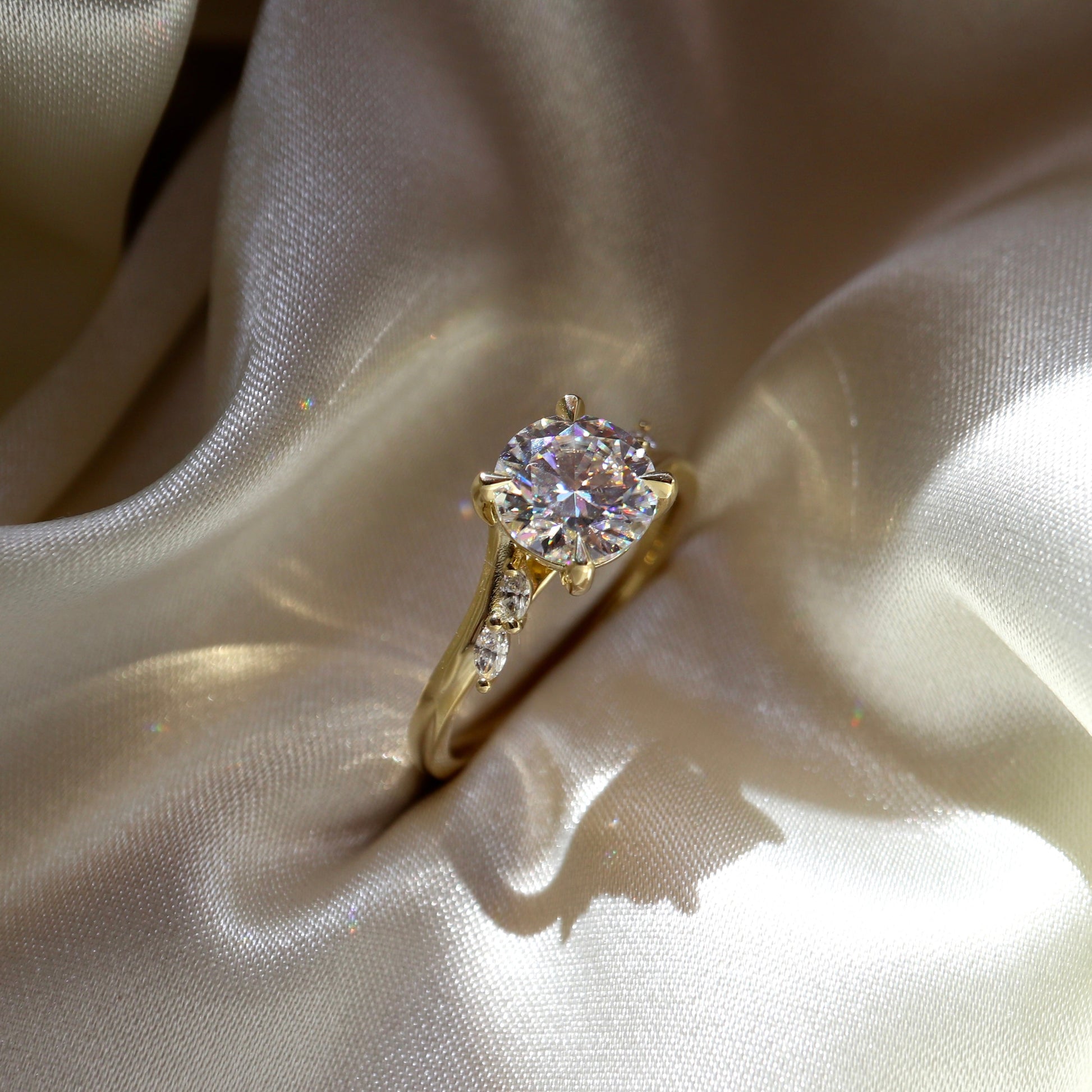 Marquise Cut Cluster Styled Lab Grown Diamond Engagement Ring