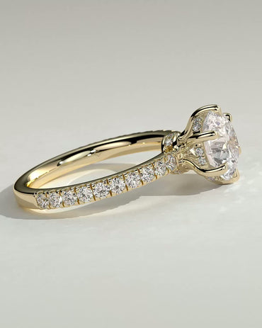 Round Halo, Pave & Split Shank Engagement Ring – 1.93 CT Lab Grown Diamond