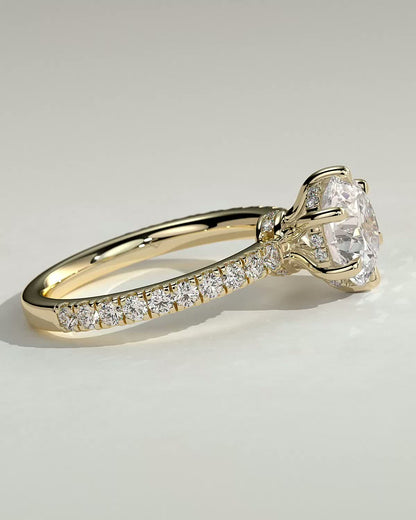 Round Halo, Pave & Split Shank Engagement Ring – 1.93 CT Lab Grown Diamond