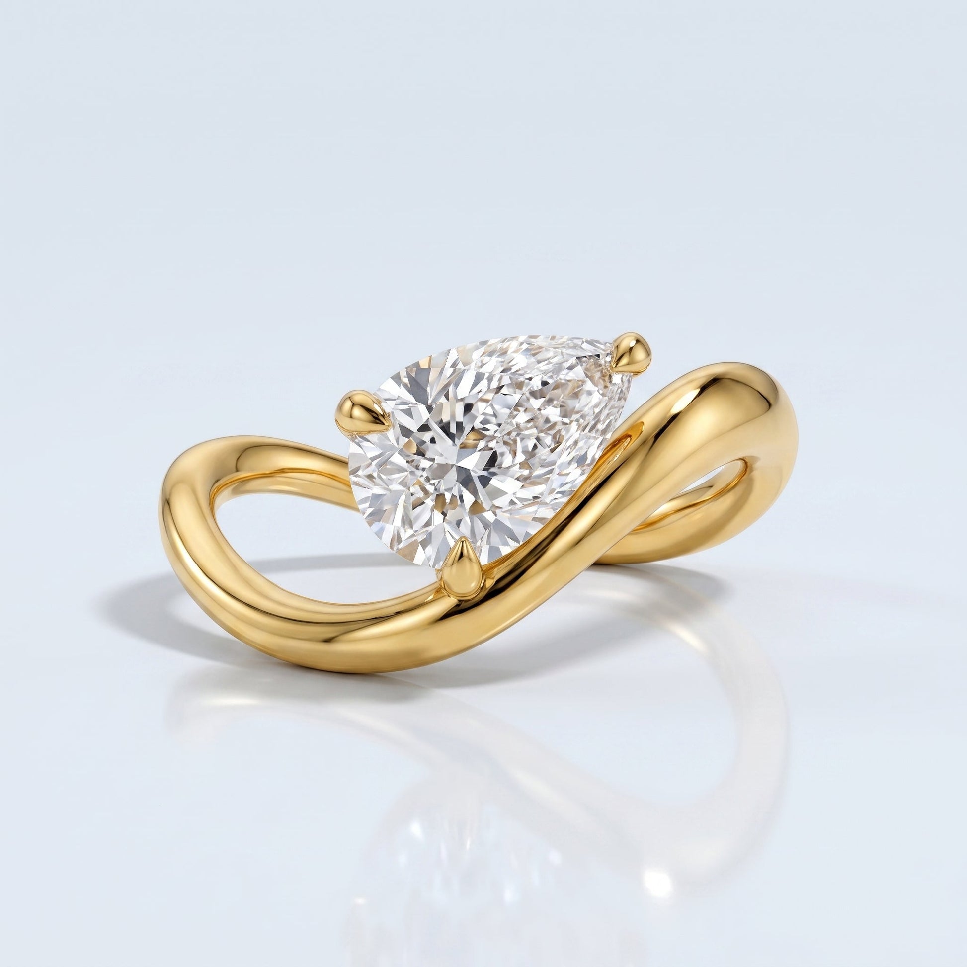 Marquise Swirl Solitaire Engagement Ring – 1 CT Lab Grown Diamond