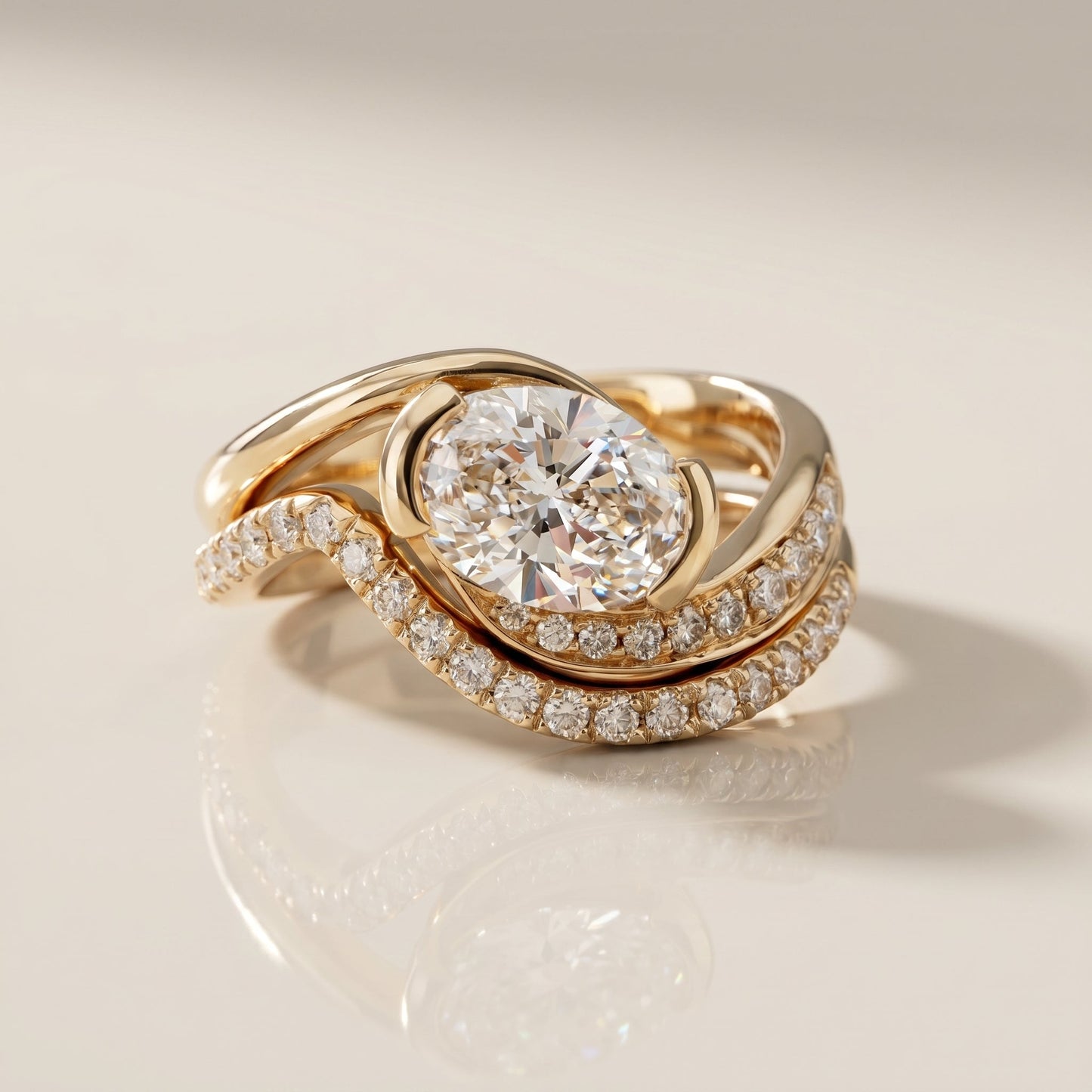 1.0 CT Round Solitaire Moissanite Diamond Bridal Ring Set