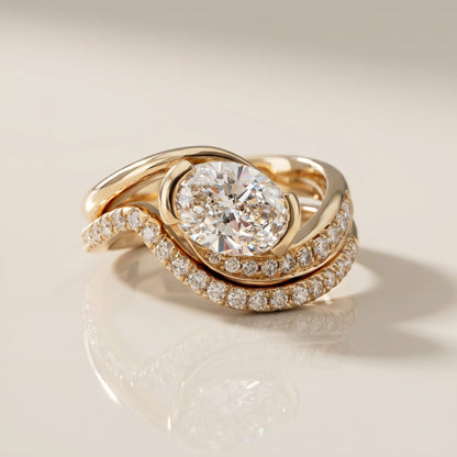 1.0 CT Round Solitaire Moissanite Diamond Bridal Ring Set