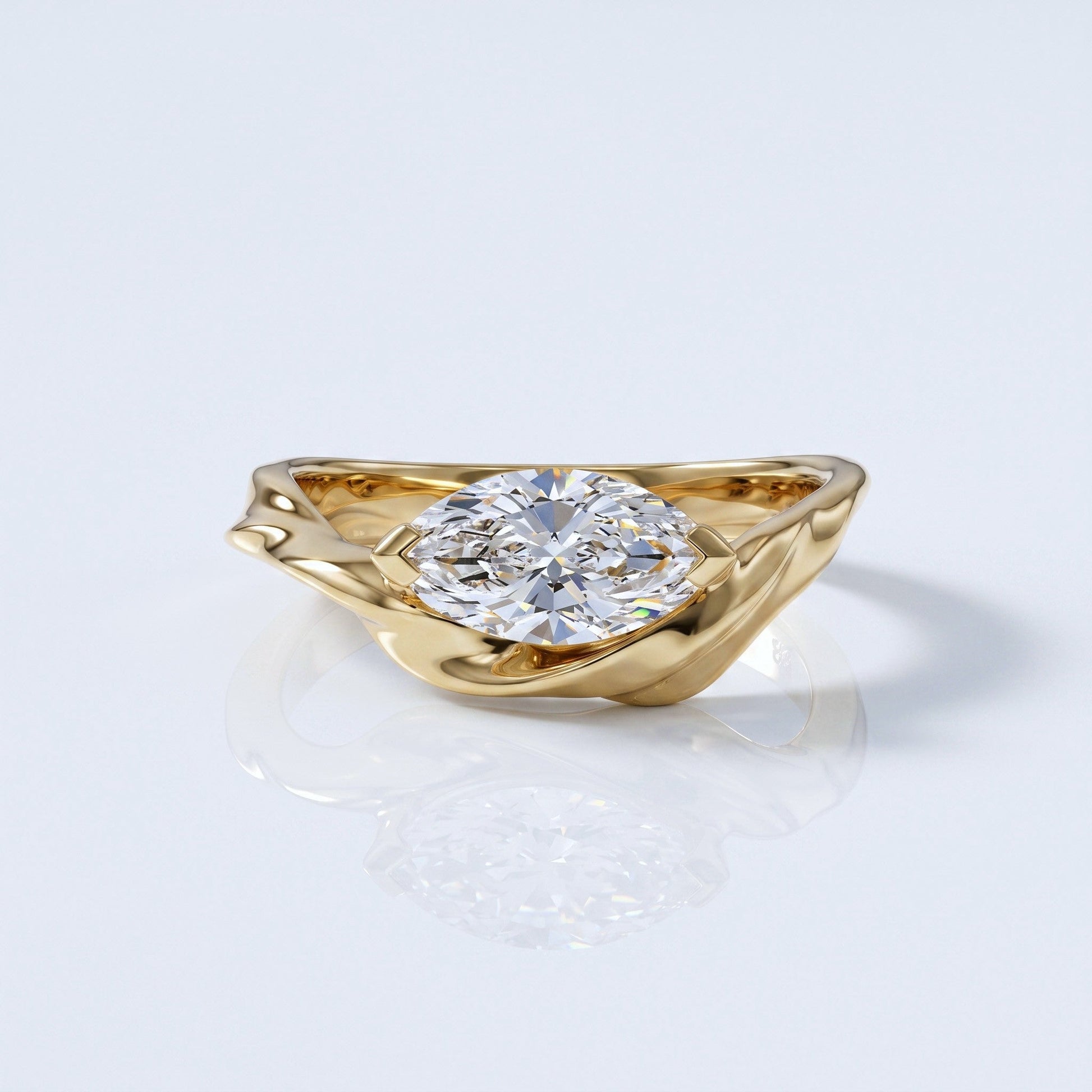 Marquise Swirl Solitaire Engagement Ring – 1 CT Lab Grown Diamond