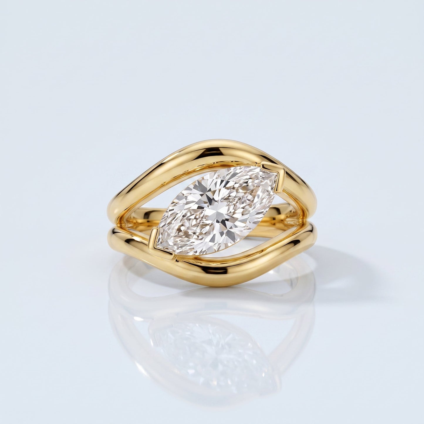 Marquise Swirl Solitaire Engagement Ring – 1 CT Lab Grown Diamond