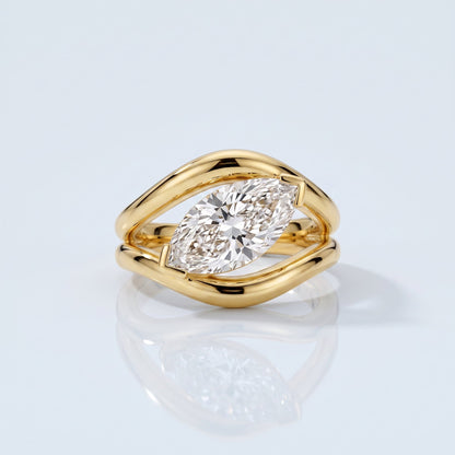 Marquise Swirl Solitaire Engagement Ring – 1 CT Lab Grown Diamond