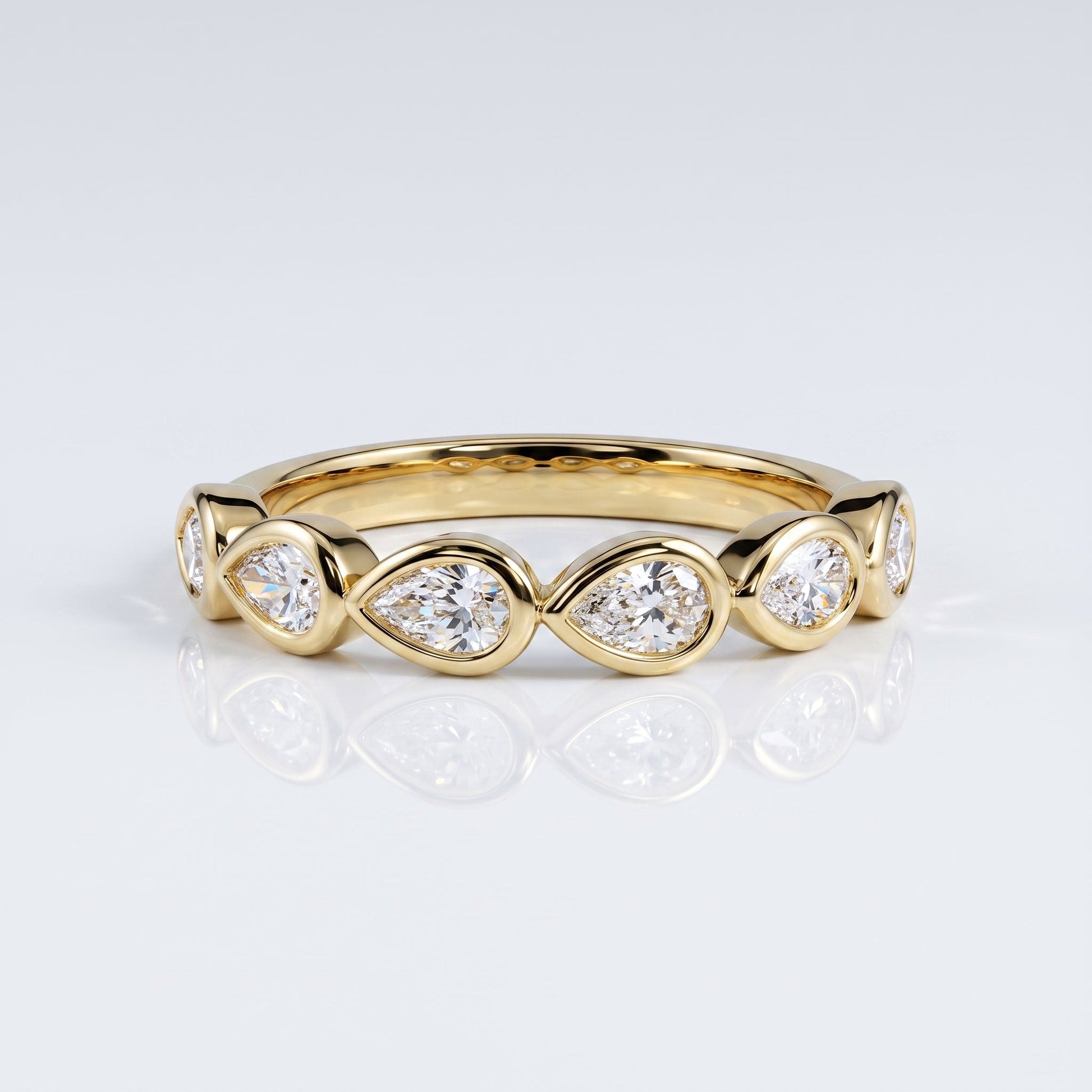 0.2 TCW Round Diamond Half Eternity DEF/VVS Lab Grown Wedding Band