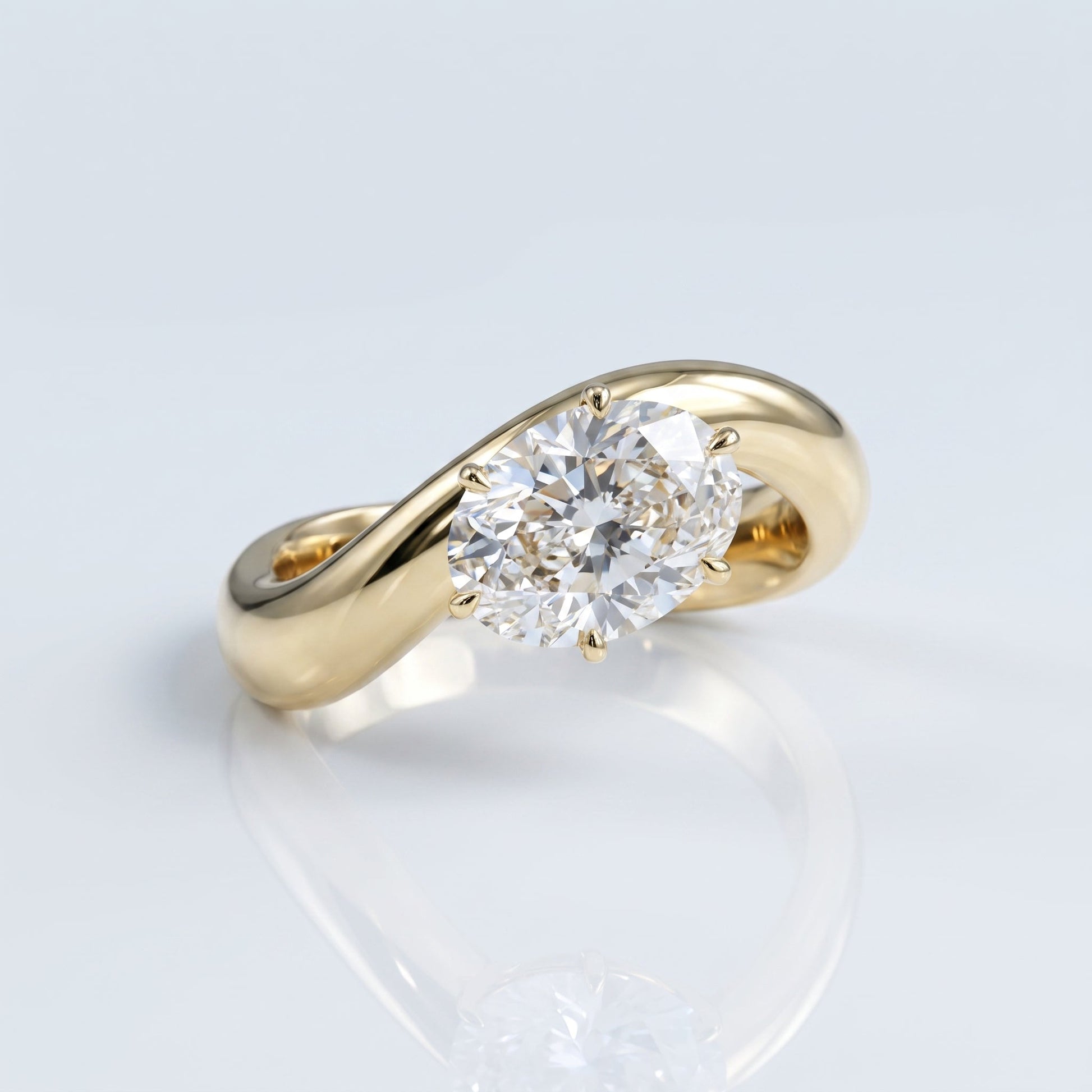 Marquise Swirl Solitaire Engagement Ring – 1 CT Lab Grown Diamond