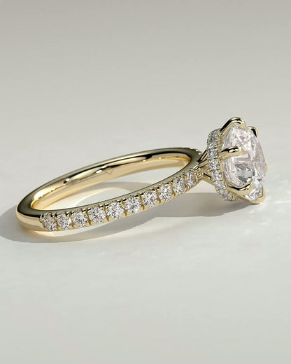 Round Halo, Pave & Split Shank Engagement Ring – 1.93 CT Lab Grown Diamond