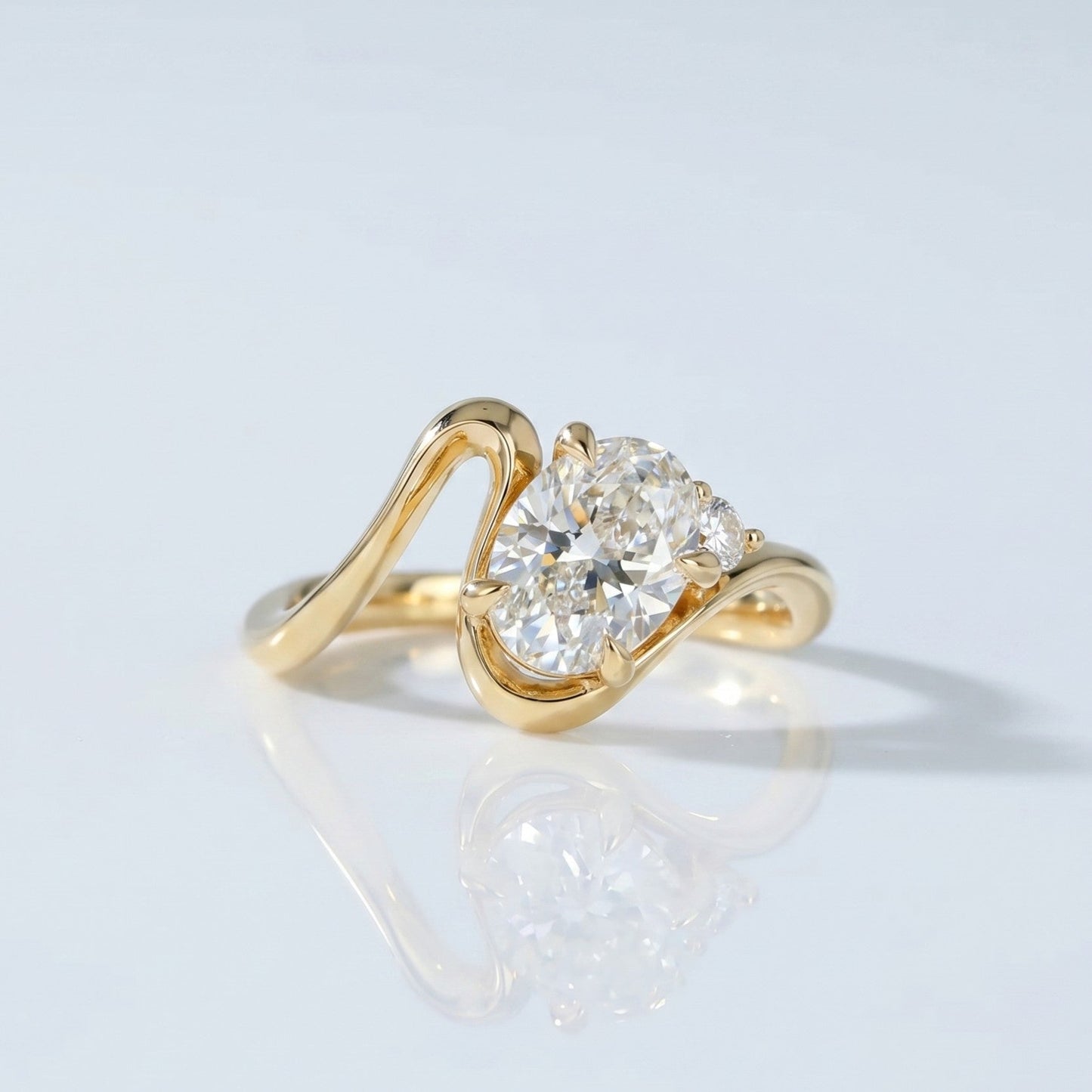 Marquise Swirl Solitaire Engagement Ring – 1 CT Lab Grown Diamond