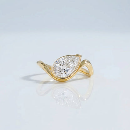 Marquise Swirl Solitaire Engagement Ring – 1 CT Lab Grown Diamond