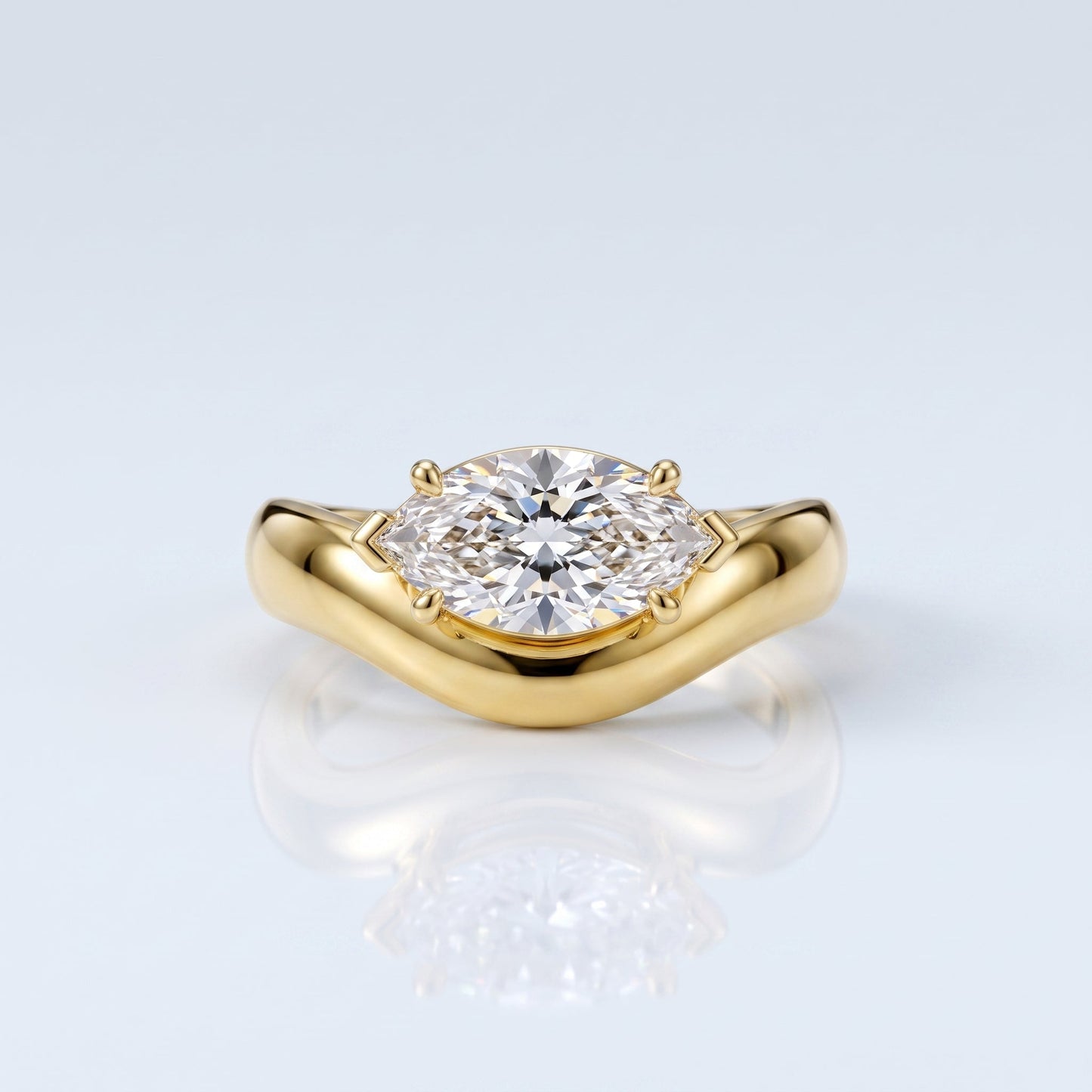 Marquise Swirl Solitaire Engagement Ring – 1 CT Lab Grown Diamond