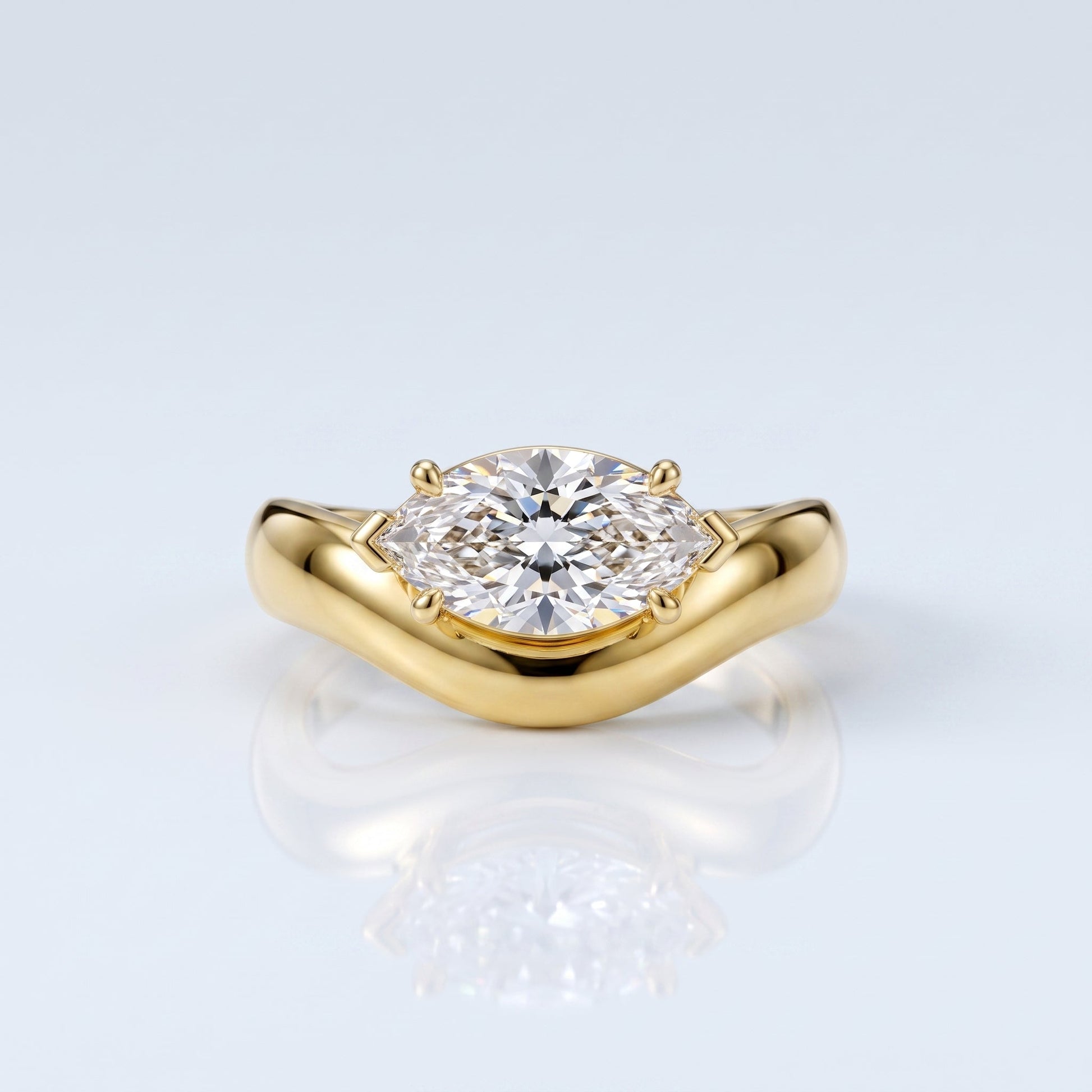 Marquise Swirl Solitaire Engagement Ring – 1 CT Lab Grown Diamond