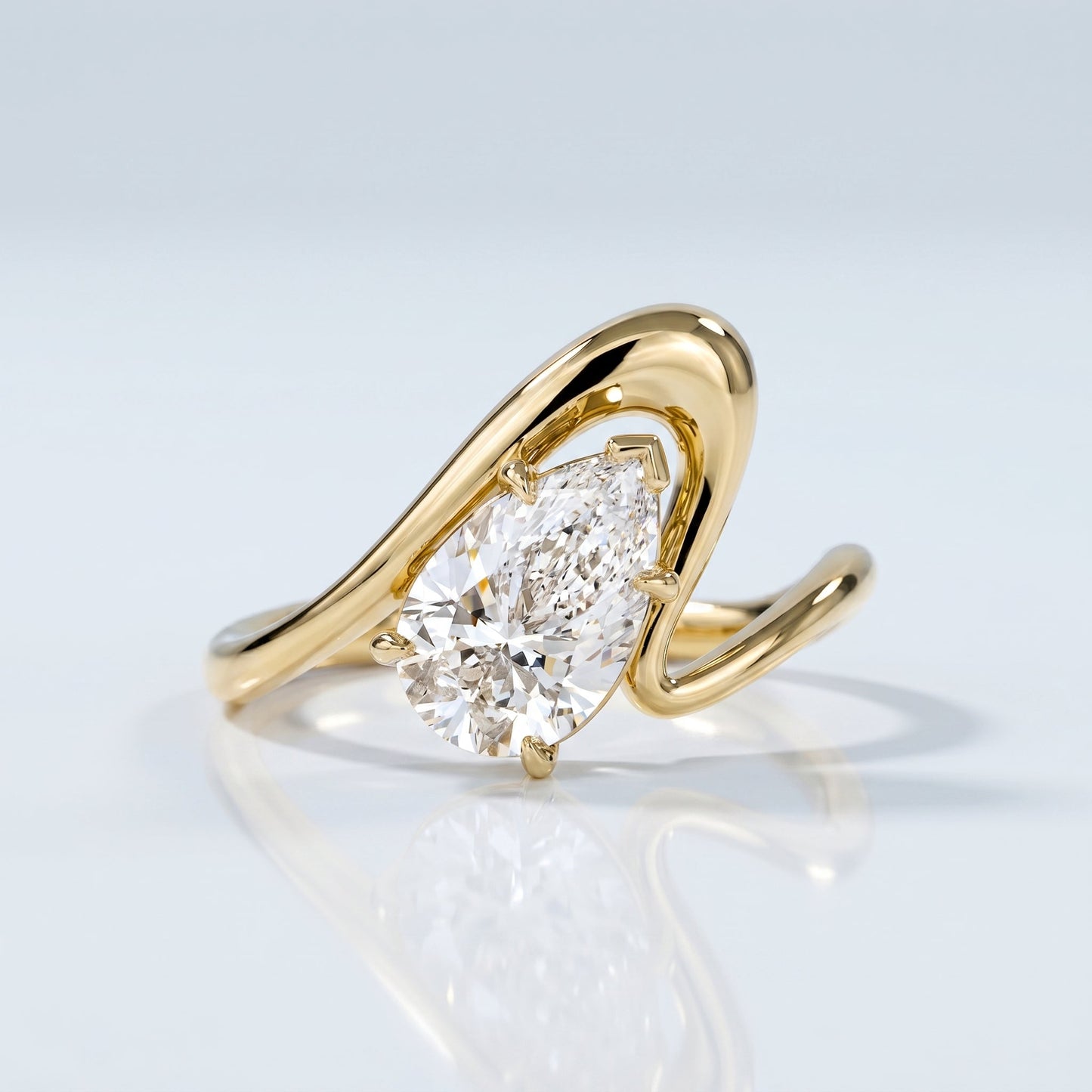 Marquise Swirl Solitaire Engagement Ring – 1 CT Lab Grown Diamond