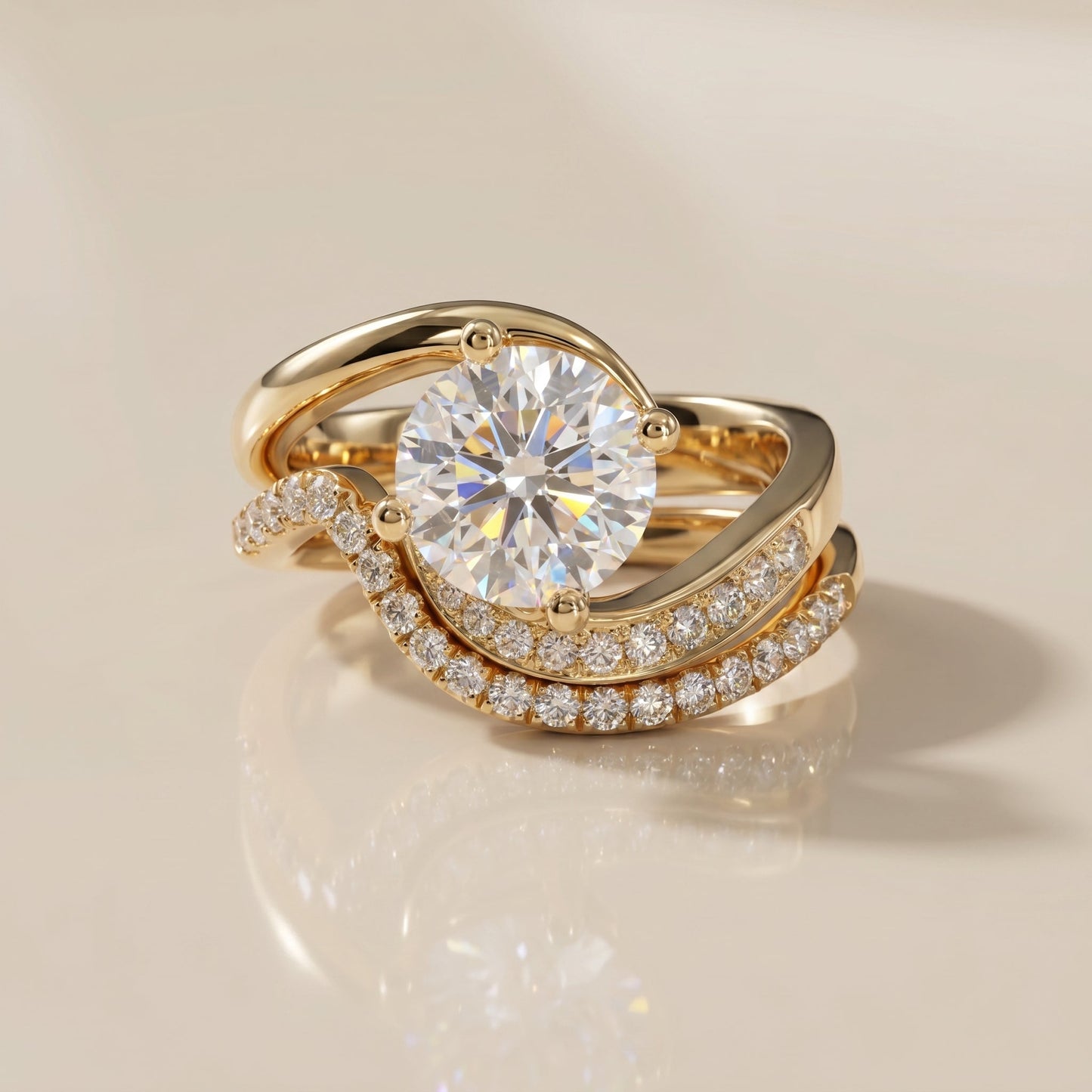 1.0 CT Round Solitaire Moissanite Diamond Bridal Ring Set