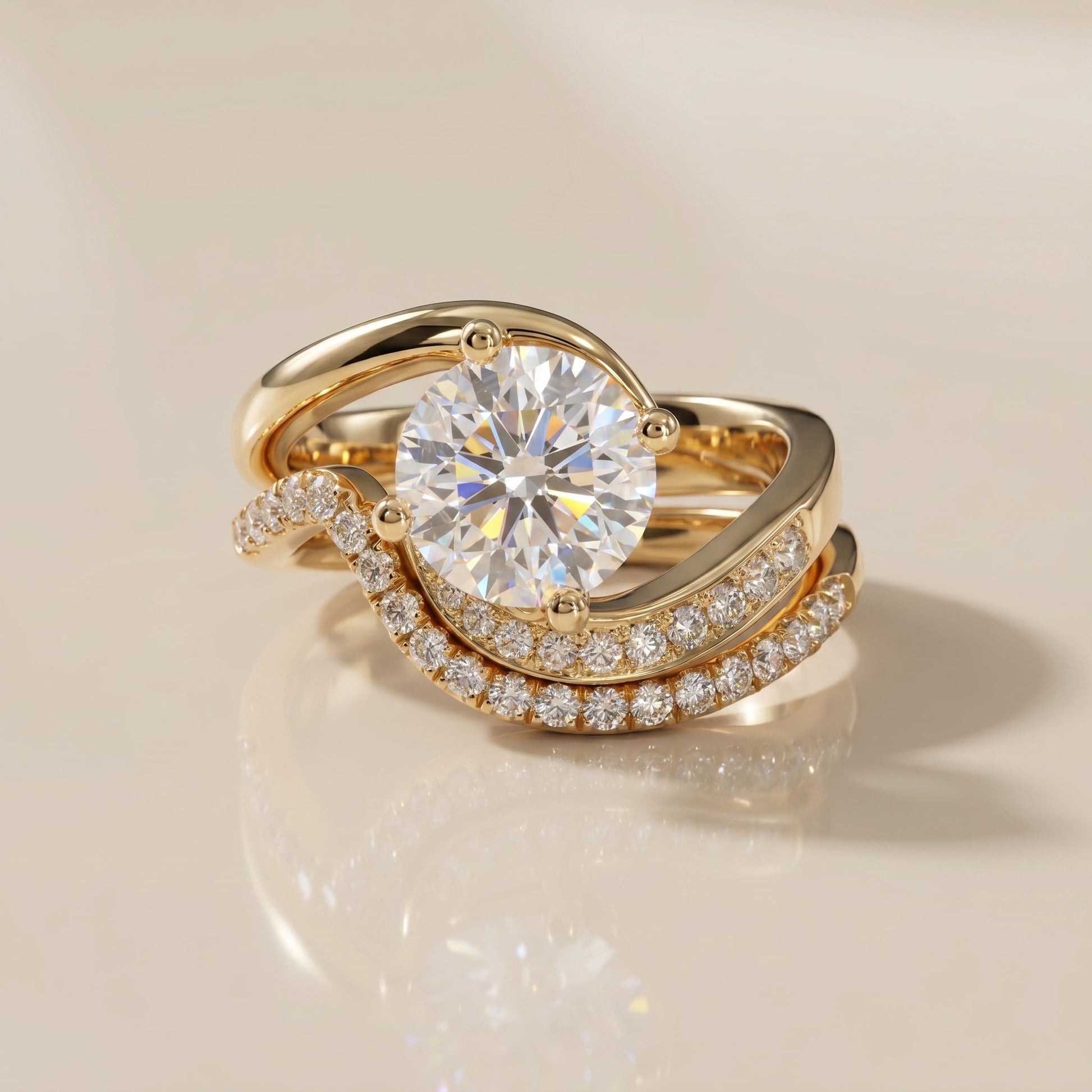 1.0 CT Round Solitaire Moissanite Diamond Bridal Ring Set
