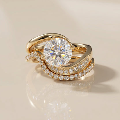 1.0 CT Round Solitaire Moissanite Diamond Bridal Ring Set