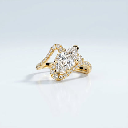 Marquise Swirl Solitaire Engagement Ring – 1 CT Lab Grown Diamond