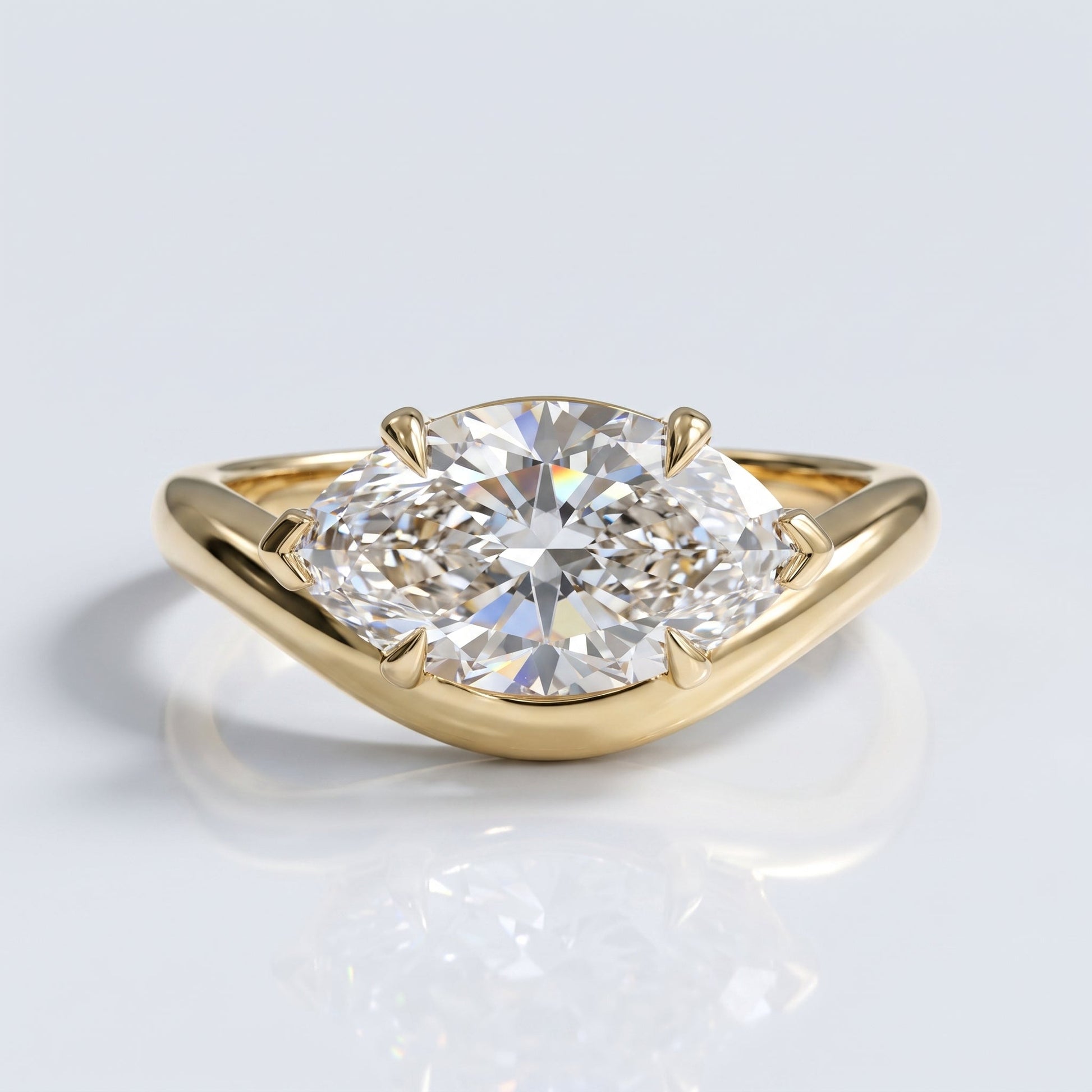 Marquise Swirl Solitaire Engagement Ring – 1 CT Lab Grown Diamond