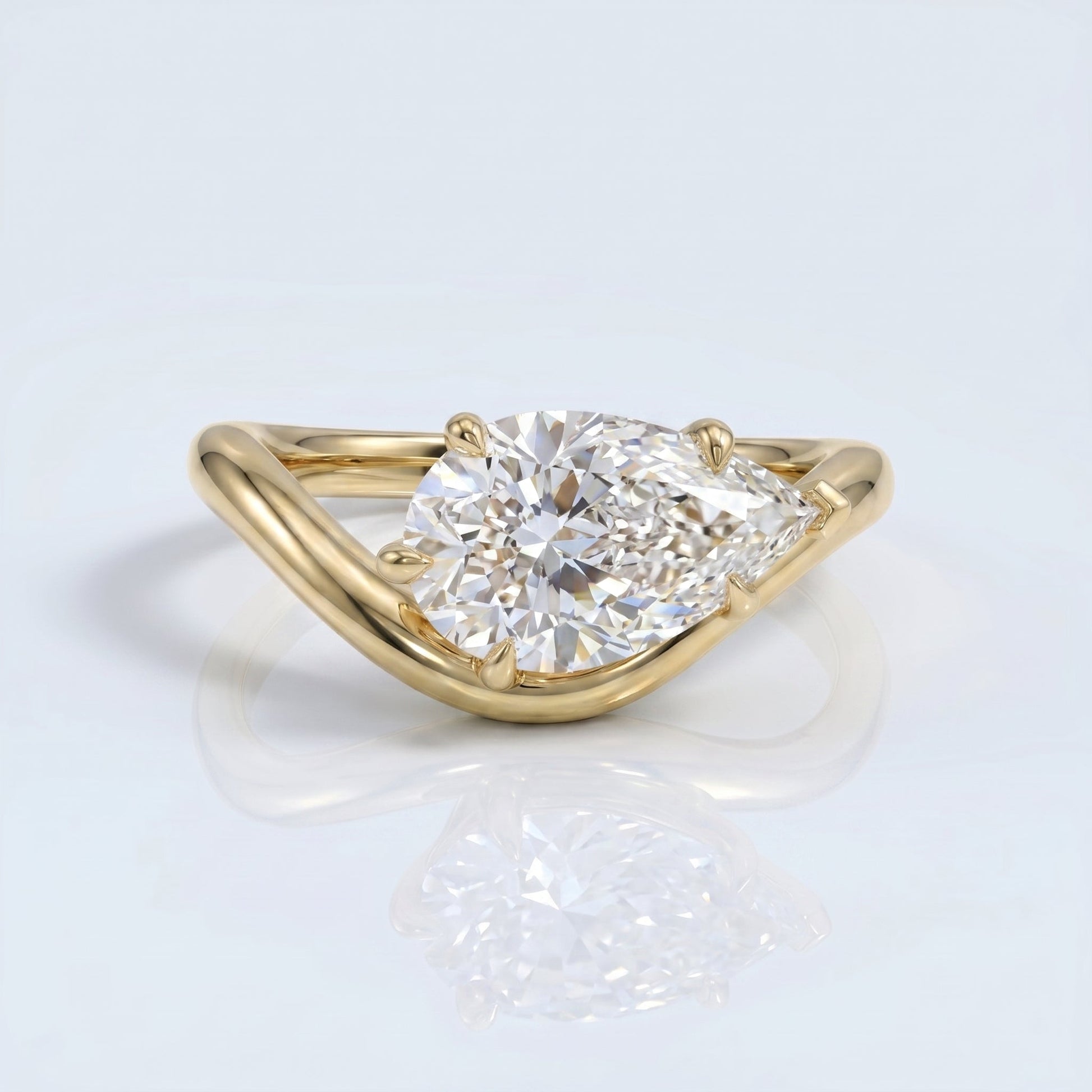 Marquise Swirl Solitaire Engagement Ring – 1 CT Lab Grown Diamond