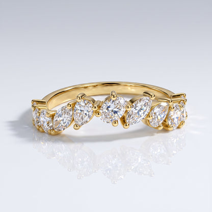 0.2 TCW Round Diamond Half Eternity DEF/VVS Lab Grown Wedding Band