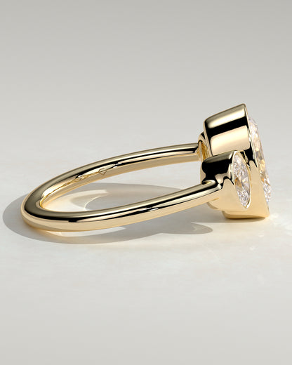 2.0 CT Oval Cut Three Stones & Bezel Lab Grown Diamond Engagement Ring