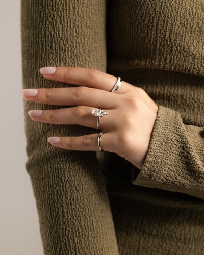 2 CT Marquise Cut Hidden Halo Styled Lab Grown Diamond Engagement Ring