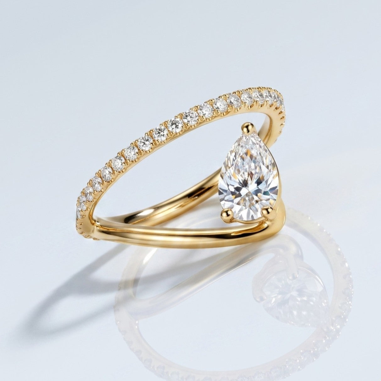 Marquise Swirl Solitaire Engagement Ring – 1 CT Lab Grown Diamond