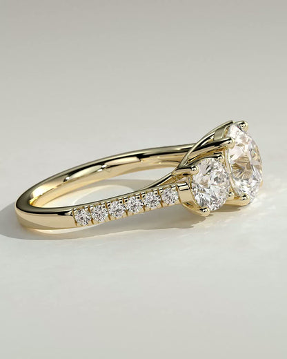 Round Halo, Pave & Split Shank Engagement Ring – 1.93 CT Lab Grown Diamond