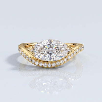 Marquise Swirl Solitaire Engagement Ring – 1 CT Lab Grown Diamond